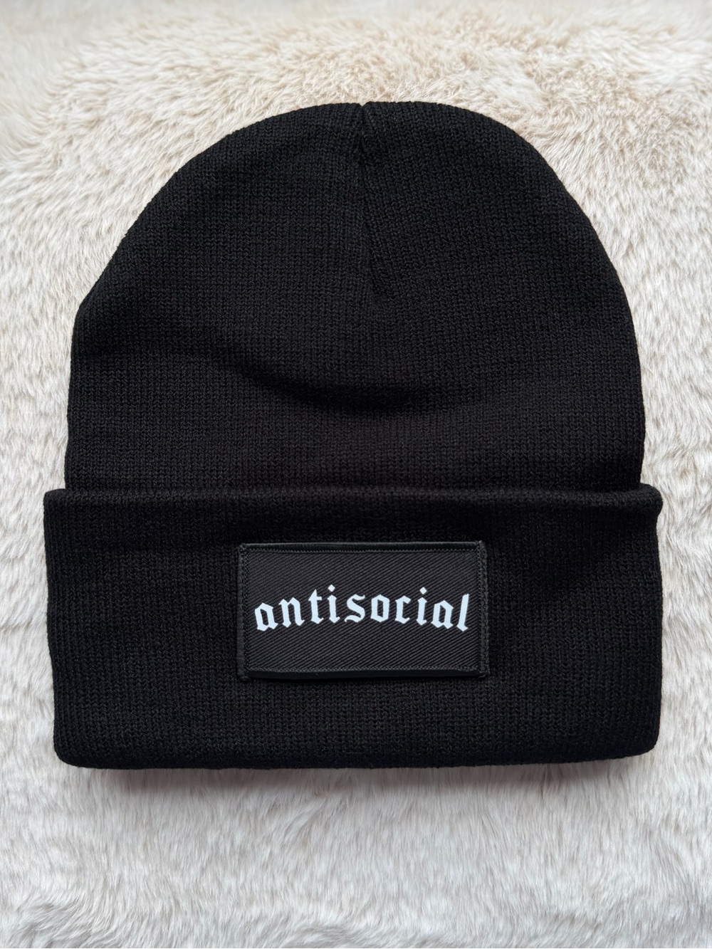 Knit Antisocial Beanie Black - Unisex